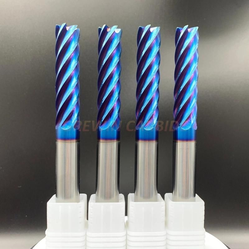 Gw Carbide-HRC65 Carbide End Mills with 6 Cutting Flute for Stainless Cutting Nano Blue