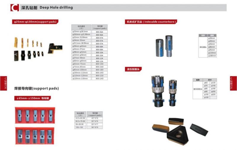 Indexable Carbide Inserts for Deep Hole Machining Corodrill 800 Support Pads Drill Heads