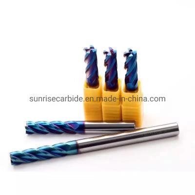 HRC60 Carbide Long Shank 4 Flutes Square End Mills for Cutting Tools