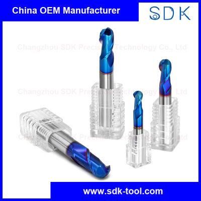 HRC65 China Manufacture Blue Nano Coating Carbide Ball End Mills for Hardened Steel