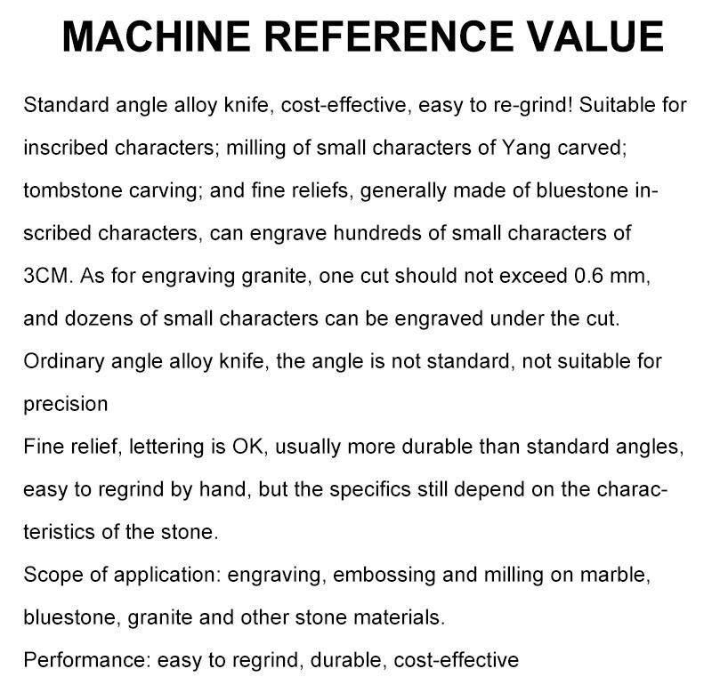 CNC Stone Milling Cutter Marble Blue Stone Carving Knife Ceramic Tile Drilling Alloy Lettering Engraving Machine Tool