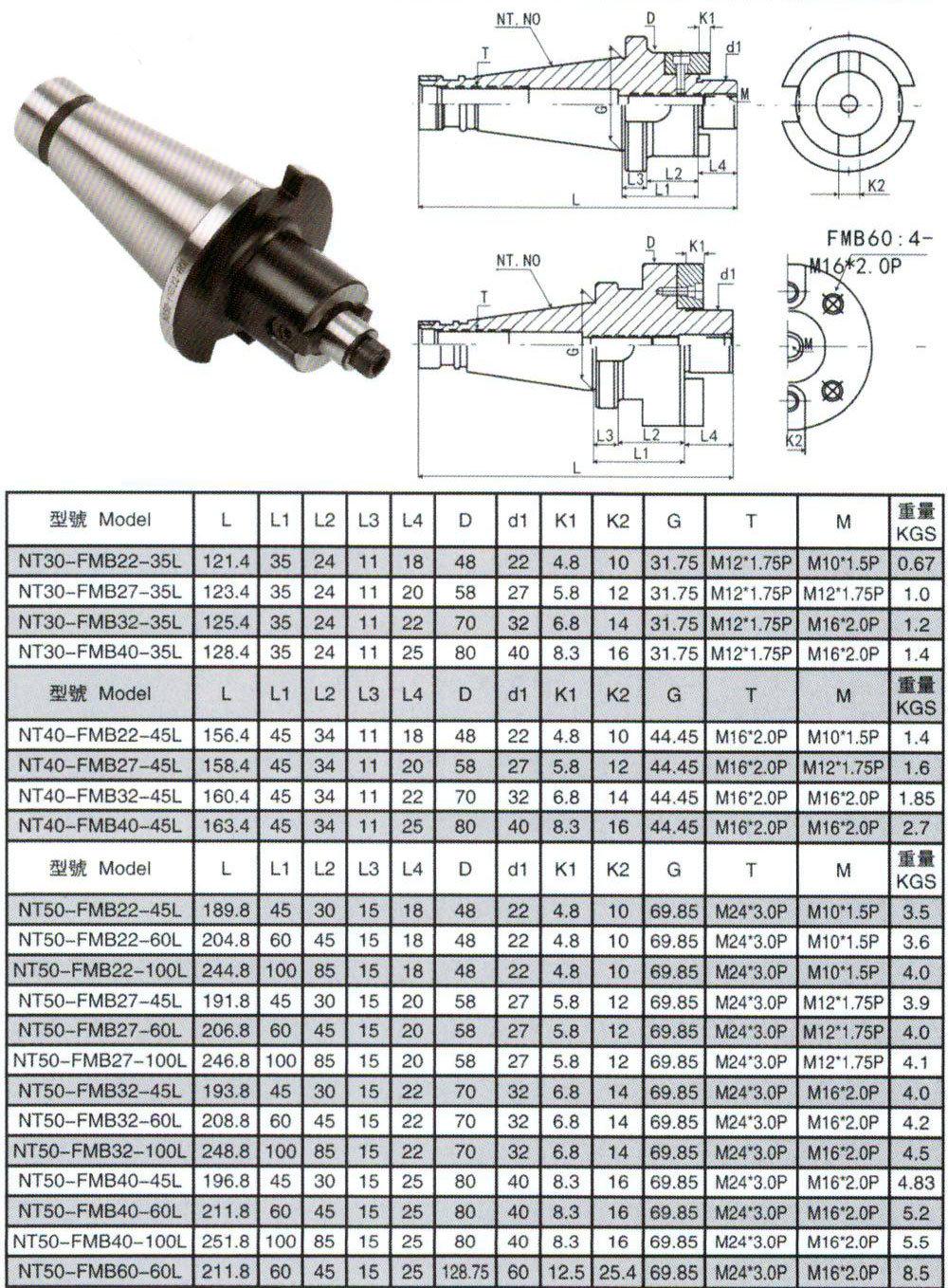 Bt/St/Nt/Jt/Sk/Dat/Cat Tool Holder, Bt40-Fmb Milling Arbor for Drilling Machine