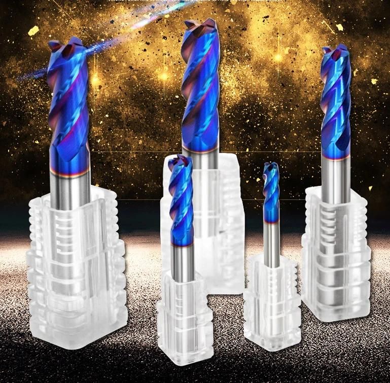 Gw Carbide-HRC65 Carbide End Mills with 6 Cutting Flute for Stainless Cutting Nano Blue