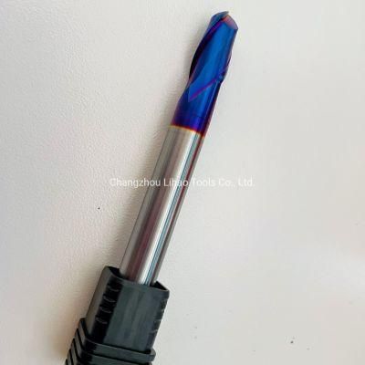 HRC60 Carbide Alloy 2 Flutes Ball Nose Cutting Tools Coating Nano Blue