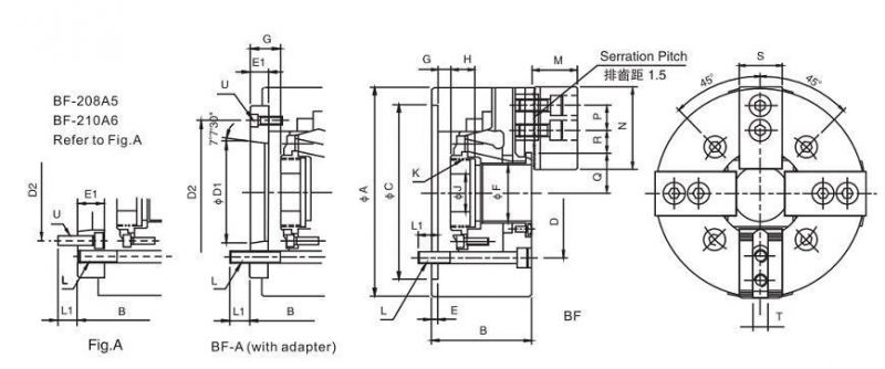 High Speed Large Hole 4 Jaw Power Lathe Chuck