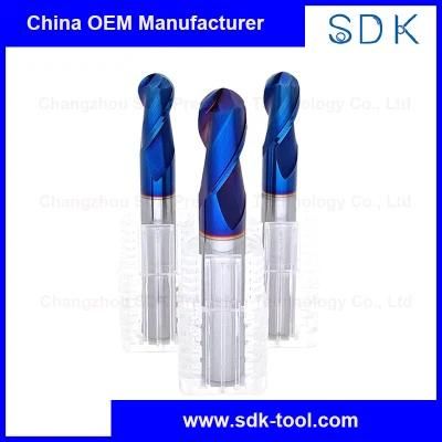 Tungsten Carbide Two Flute Ball Nose Cutters for Hardened Steel with Blue Nano Coating