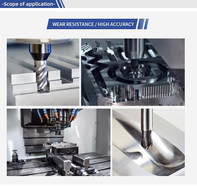 HRC55 Solid Carbide 3 Flute End Mill for Aluminum 3f-D4*11*D4*50