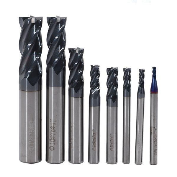 1 Set of 8 Milling Cutters Set 45 Degree Integral Tungsten Steel Milling Cutter Alloy End Mill 4 Blade Steel Milling Cutter I264334