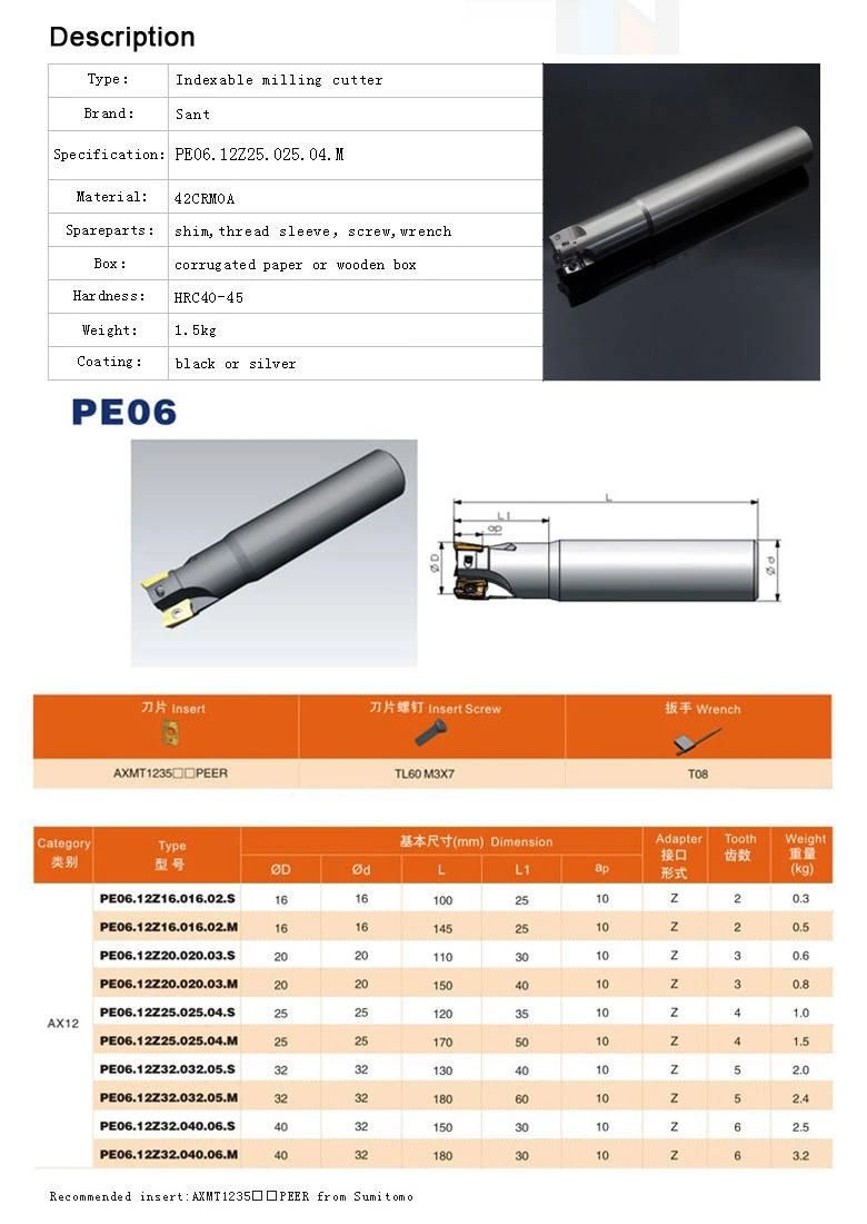 CNC Lathe Machining Center Indexable Square Shoulder Milling Cutter