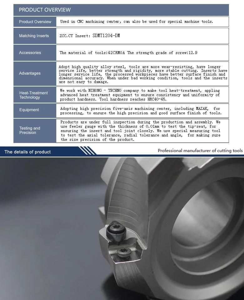 High Feed Milling Tools (XPR01-100-B32-SD12-06) with Zccct Carbide Insert