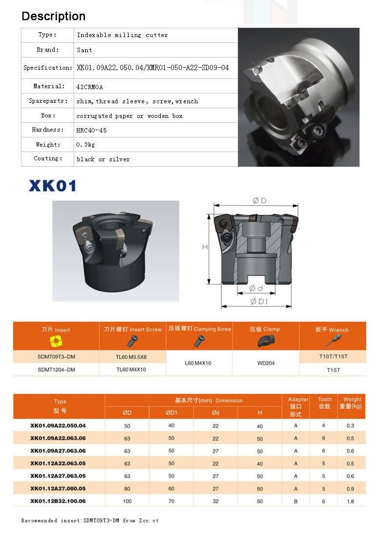Idexable High Feed Milling Cutting Tool for Roughing Machining