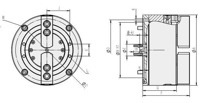 16 Inch 2 Jaw Pneumatic Lathe Chuck CNC Lathe Solid Power Chuck