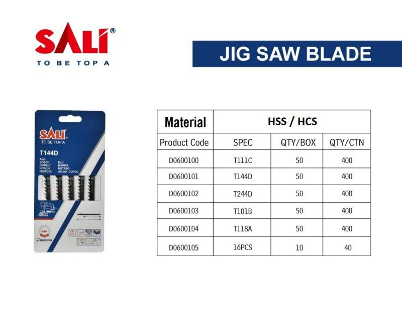 Sali T144D Wood Softwood Cutting Hcs Jig Saw Blades