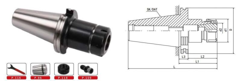 China Made High Quality Sk50/Dat50/Jt50-Er32/40/50 CNC Tool Holder