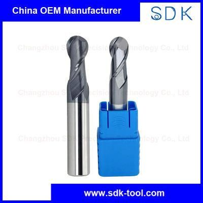 2f Solid Carbide Spiral Ball Nose End Mill Cutting Tools Cutter Used for Steel with Tialn Coating