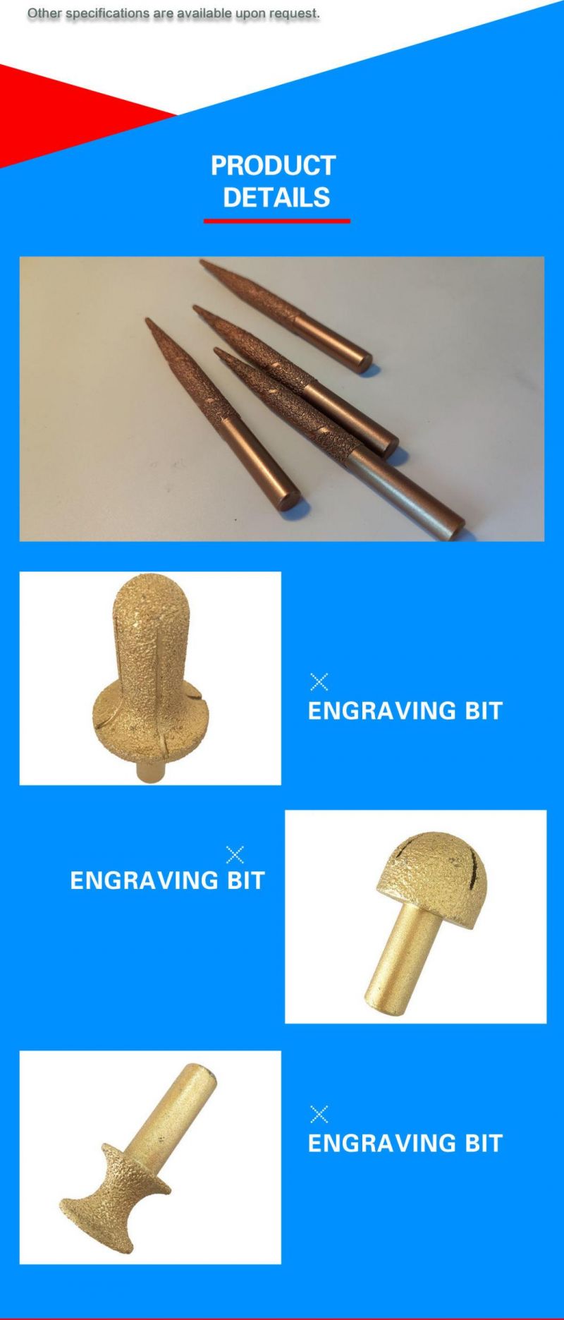 CNC Brazed Diamond Router Bits for Carving Stone/Marble/Granite