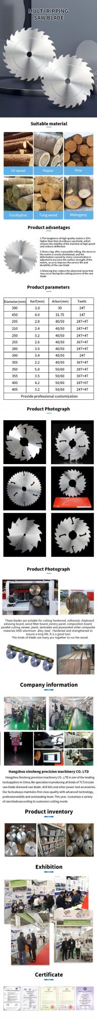 300mm 24t Wood Ripping Tct Circular Saw Blade Durable