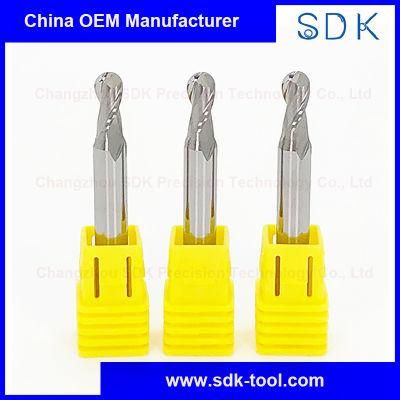 Solid Carbide 2 Flute Ball Nose End Mill Cutting Tools for Processing Aluminium with High Performence