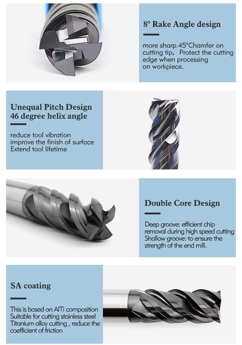 Bfl Fresas Milling Cutter End Mill for Stainless Steel CNC Machine Tools Frezer Machine Bfl Cutting Tool