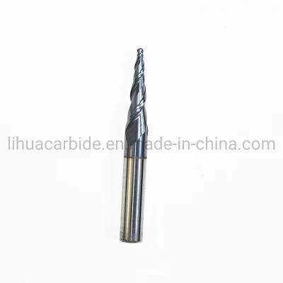 Solid Carbide D6*R0.75*20*50L Tialn Coated Taper Ball Nose End Mill, Cone Milling Cutter, Spherical Woodworking Router Bit HRC 45 HRC55