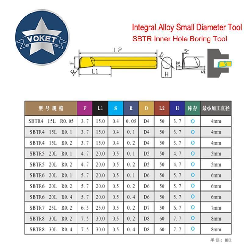 CNC Tungsten Steel Alloy Small Aperture Boring Tool Internal Hole Boring Tool Sbtr 1 2 3 4 5 6 7 8