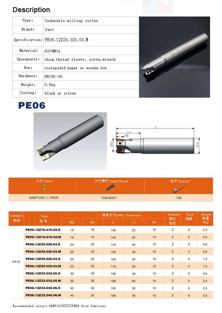 Metal Cutting CNC Indexable Square Shoulder Milling Cutter