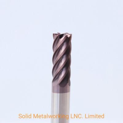 PVD coated CNC carbide 6 flutes end mills HRC55