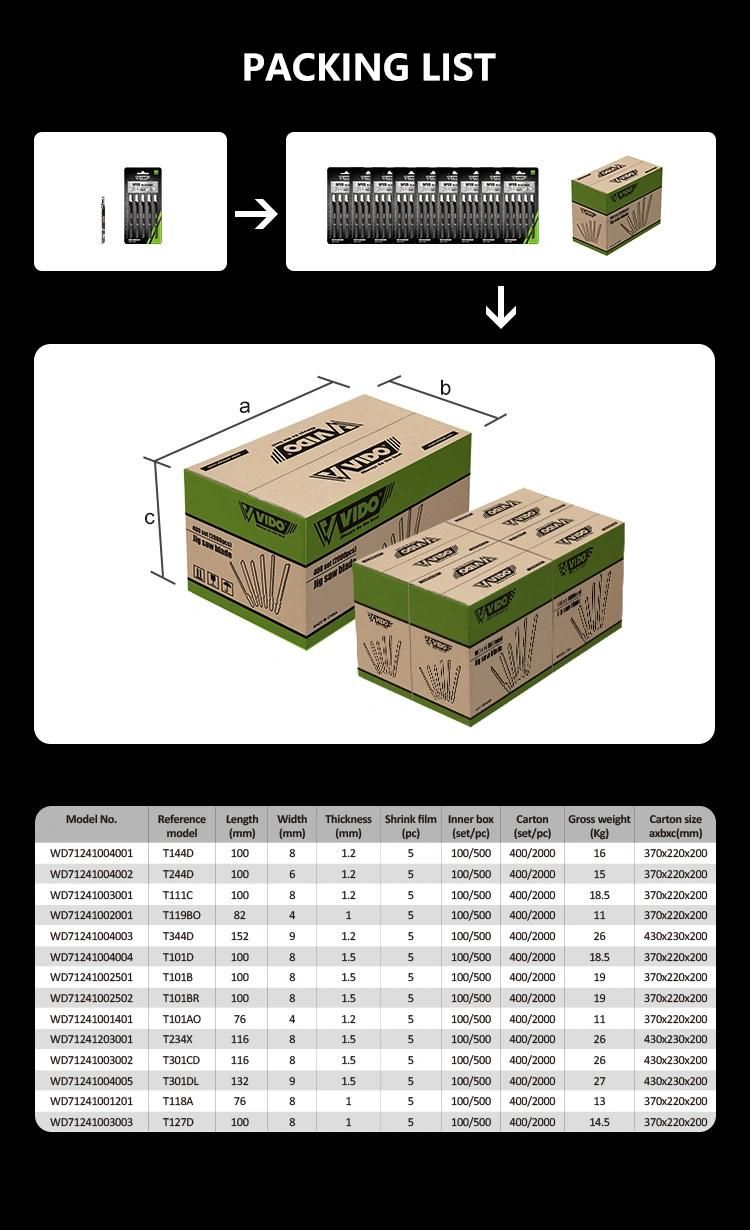 Vido T127D T-Shank Factory Price High Reputation Brand and Reusable Jig Saw Blade