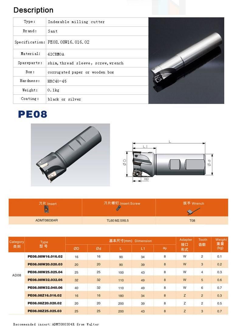 Indexable Square Shoulder Milling Cutter for CNC Lathe Machining