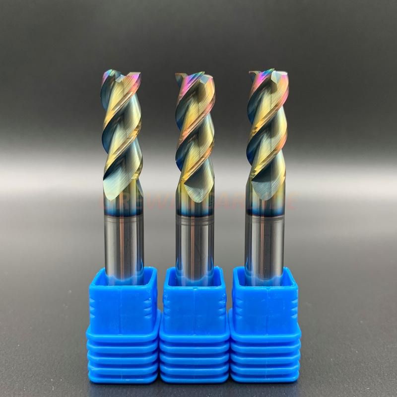 Gw Carbide Cutting Tool-Tungsten Carbide End Mill with Rainbow Colorful Coated for Cutting Aluminum