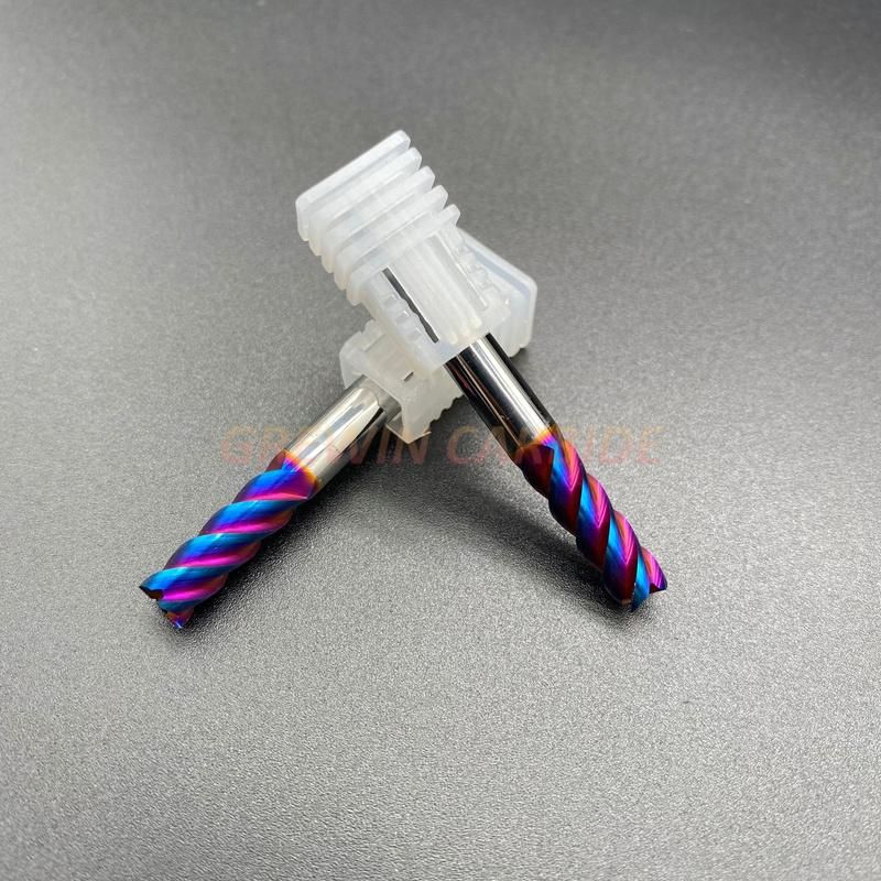Gw Carbide Cutting Tool-D4/5/6/8/10mm HRC60 4 Flutes Milling Cutter L75mm Blue Nano Coated Solid Carbide End Mill