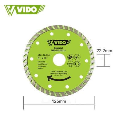 Vido 125mm 5 Inch Turbo Diamond Saw Blade Cutting Disc for Tile Granite and Ceramics
