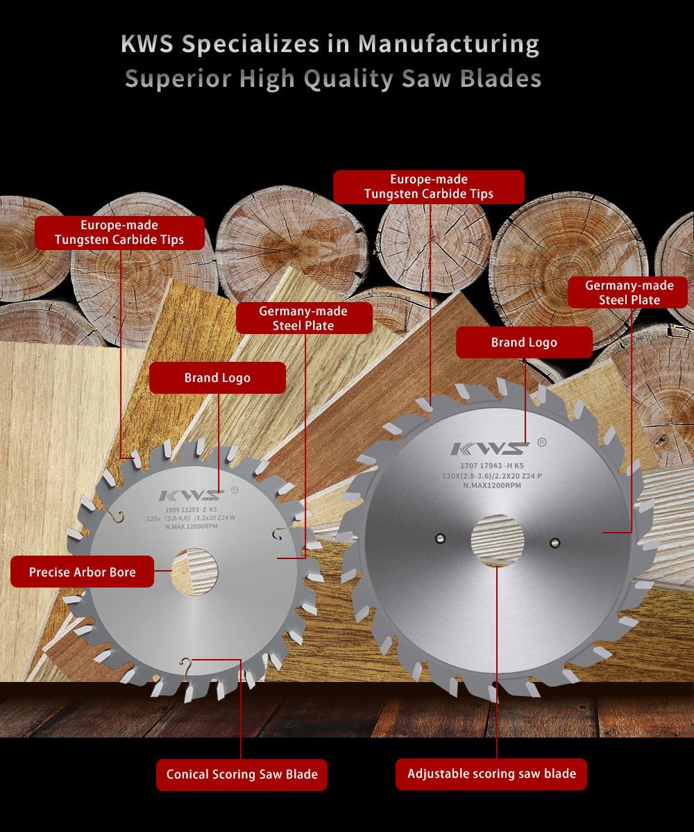Tct Adjustable Scoring Saw Blades for Laminated Chipboard, Plywood and MDF.
