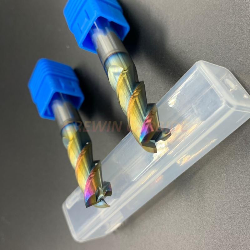 Gw Carbide Cutting Tool-Tungsten Carbide End Mill with Rainbow Colorful Coated for Cutting Aluminum