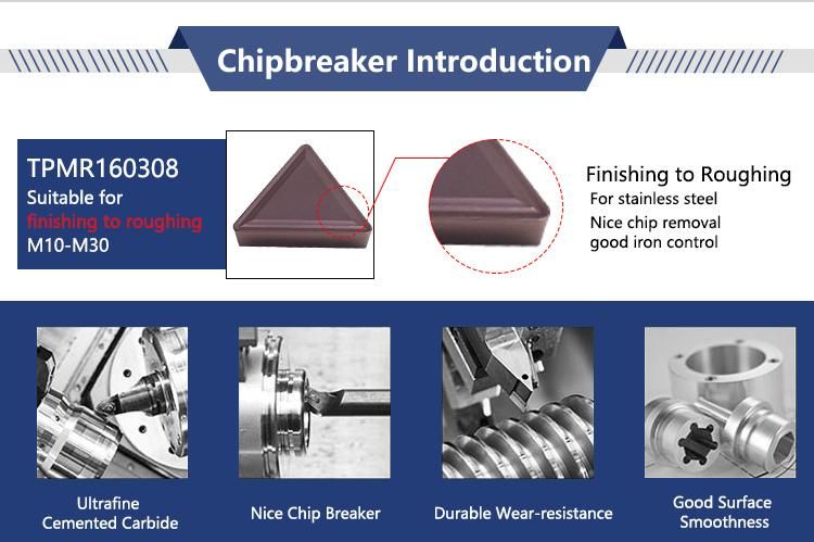 CNC Indexable Cemented Carbide Turning Blade Carbide Tips Tpmr 160304