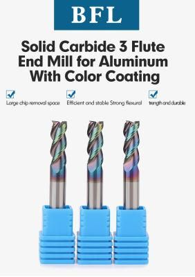 3 Flutes Solid Carbide End Mill Router Bit for Aluminum Color Coated