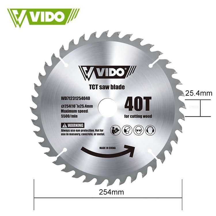 Vido 10in 254mm 40t Tungsten Carbide Tipped Circular Saw Blade for Wood Working Tools