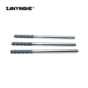 4 Flute Flattened Endmill Cutters Solid Carbide Coated HRC50 Long Shank End Mill