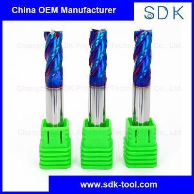 China Manufacture HRC65 Blue Nano Coating Carbide End Mill for Hardened Steel