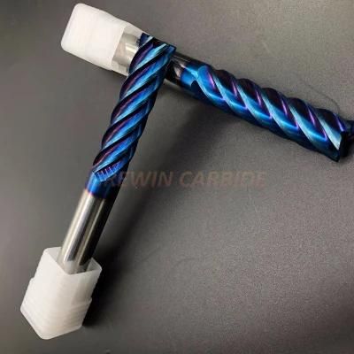 Gw Carbide-HRC65 Carbide End Mills with 6 Cutting Flute for Stainless Cutting Nano Blue