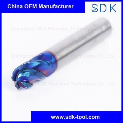 HRC65 4flute High Performance Carbide Ball Nose End Mills with Blue Nano Coating
