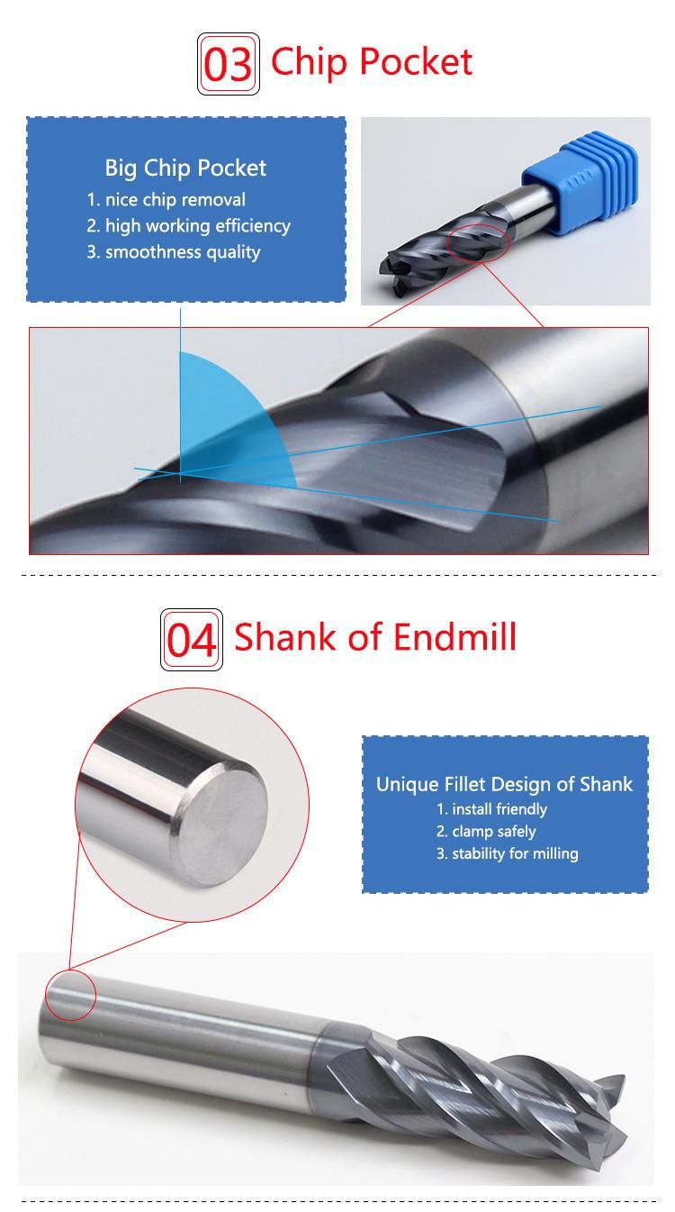 CNC Tungsten Carbide End Mill 45/55/60/65 Square Flat Endmill 2/4 Flutes Machine Tool Cutting Tool Carbide Turning Tool