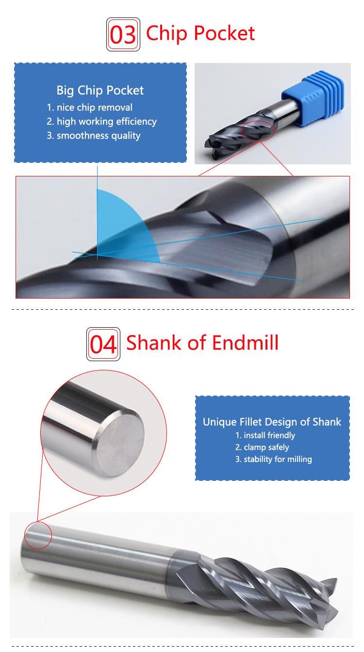 CNC Tungsten Carbide End Mill 45/55/60/65 Square Flat Endmill 2/4 Flutes Machine Tool Cutting Tool Carbide Turning Tool