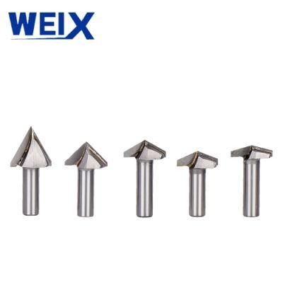 Weix Shank CNC Router Carbide V Bit Cutting Tools Bits Arden 2 Flute Cutter 3D V Tool
