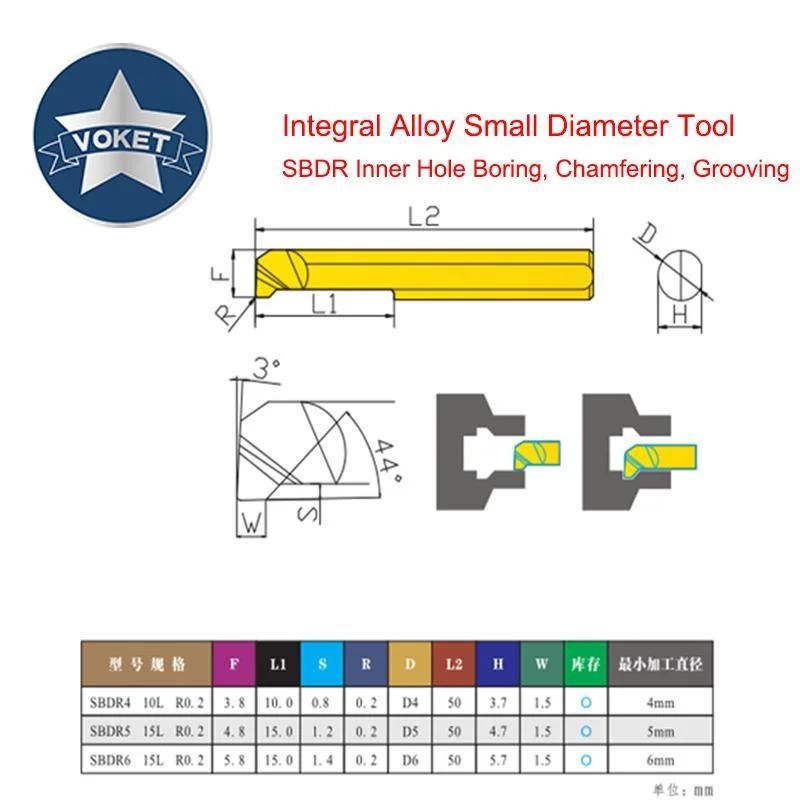 CNC Tungsten Steel Alloy Small Aperture Boring Cutter Internal Hole Boring Cutter Sbdr 4 5 6 for Chamfering and Grooving