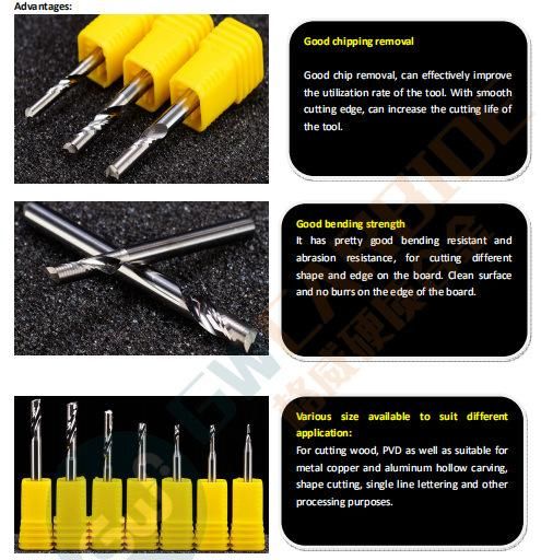 Gw Carbide Cutting Tool-Grewin′s Single Flute End Mill for Cutting Aluminum, Wood, Plastic Board.