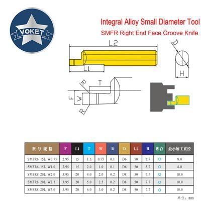 CNC Tungsten Steel Alloy Small Aperture Boring Tool Right End Face Groove Tool Smfr 6 8