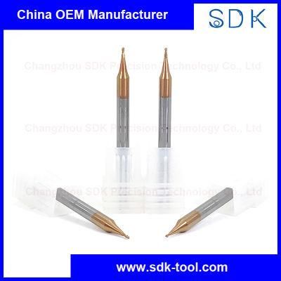 HRC55 Solid Carbide CNC Tools Micro Ball Nose End Mill for Steel with Bronze Coating