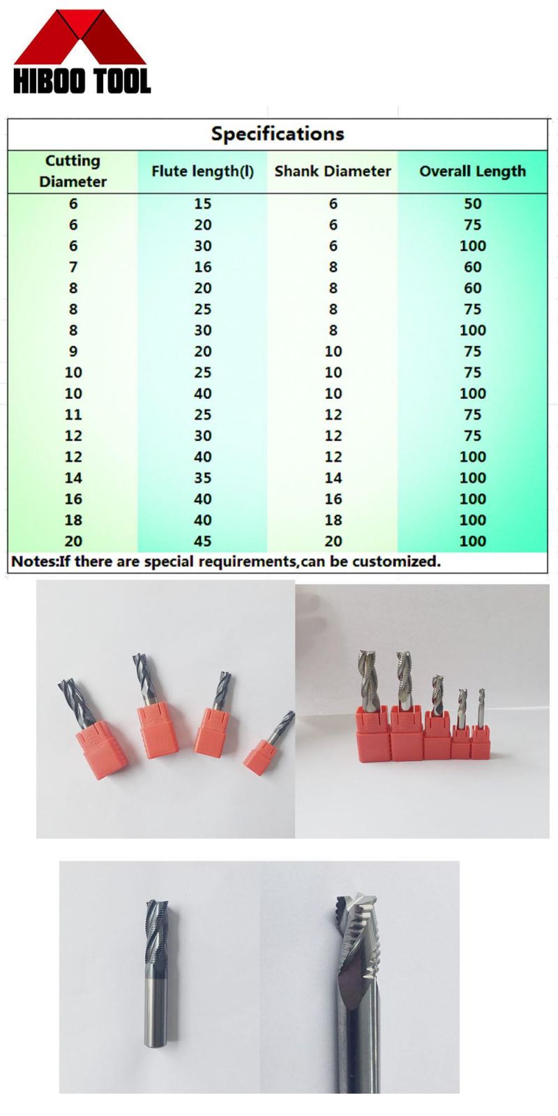 Hiboo Factory Supplier Processing Roughing End Mills 3flute for Aluminum