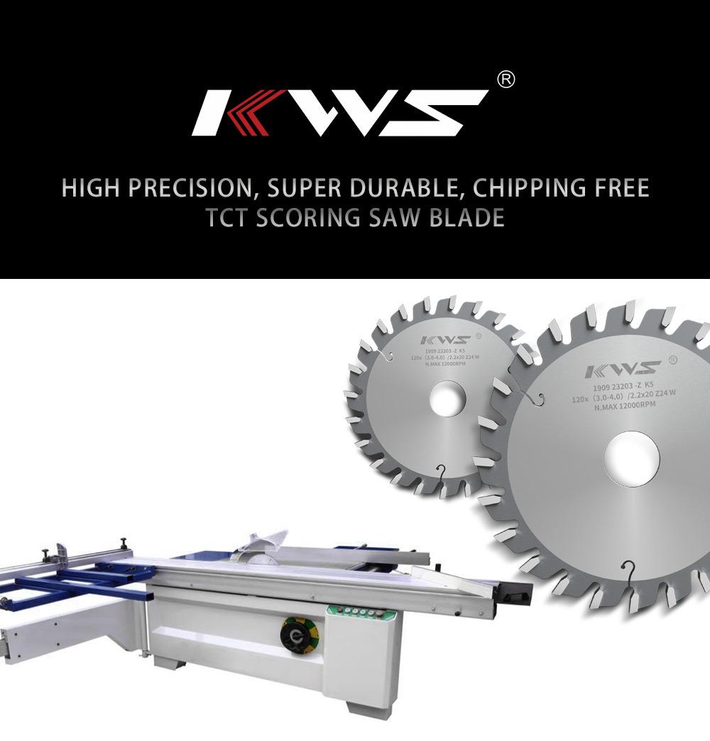 Kws Conical Scoring Saw Blade for Horizontal Beam Saw 120 mm 24 Teeth Tct Carbide Tipped Atb Tooth Saw Blade Scm Machine Tools